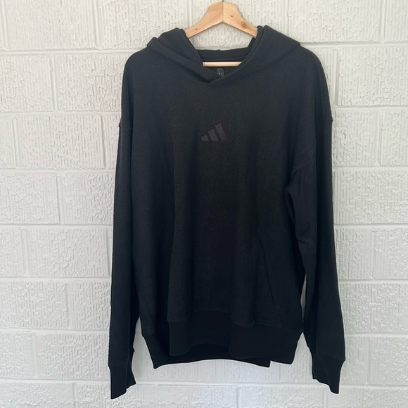 Adidas Men’s Elevated All Szn Terry Hooded Sweatshirt Size Large in Black NWT - Picture 3 of 10